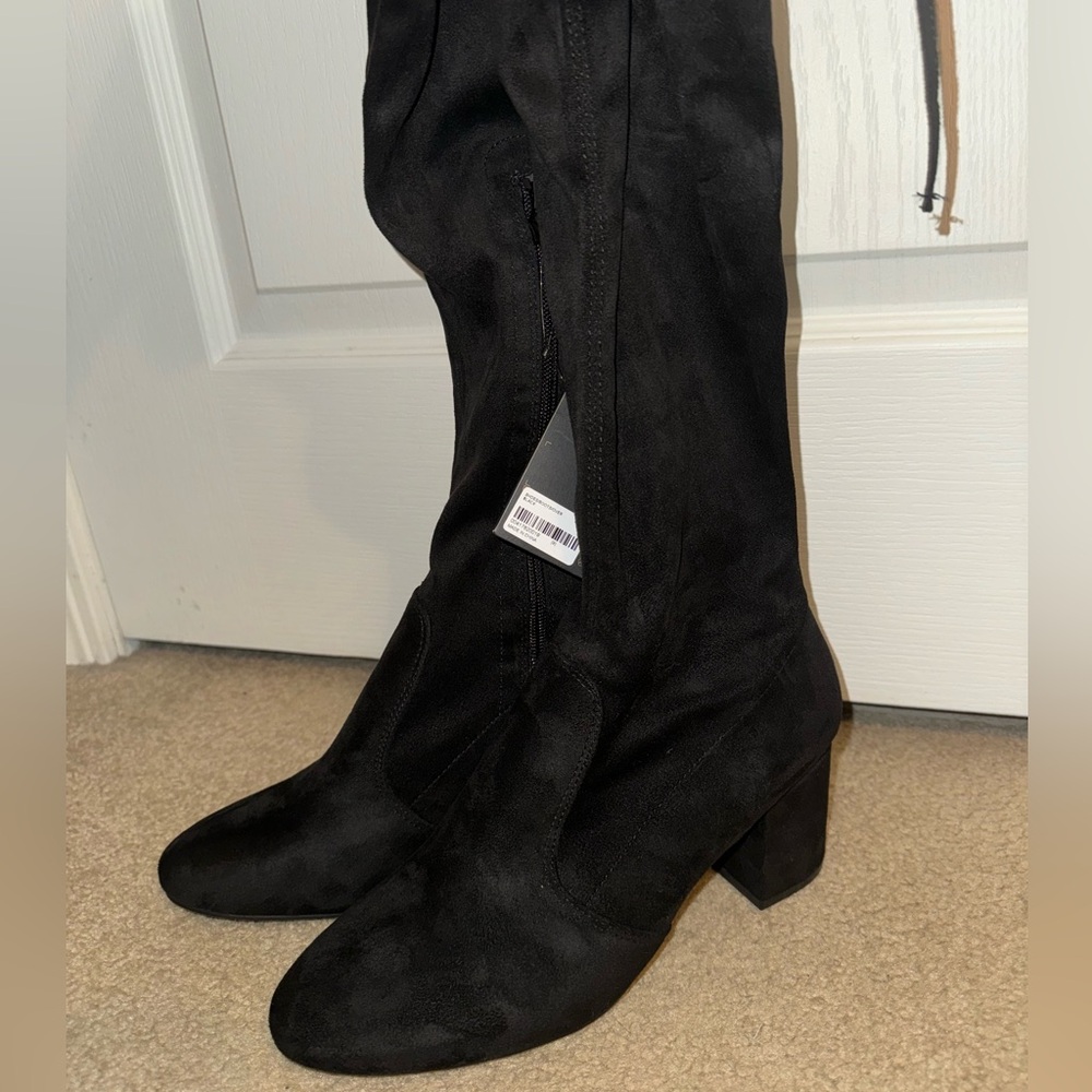 ❤️2 for 10❤️ Forever21 black faux suede knee high boots nwt - Picture 6 of 8
